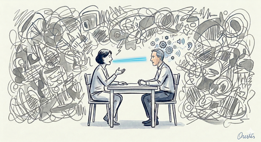 aparelho auditivo inteligência artificial — ilustração de Orestes